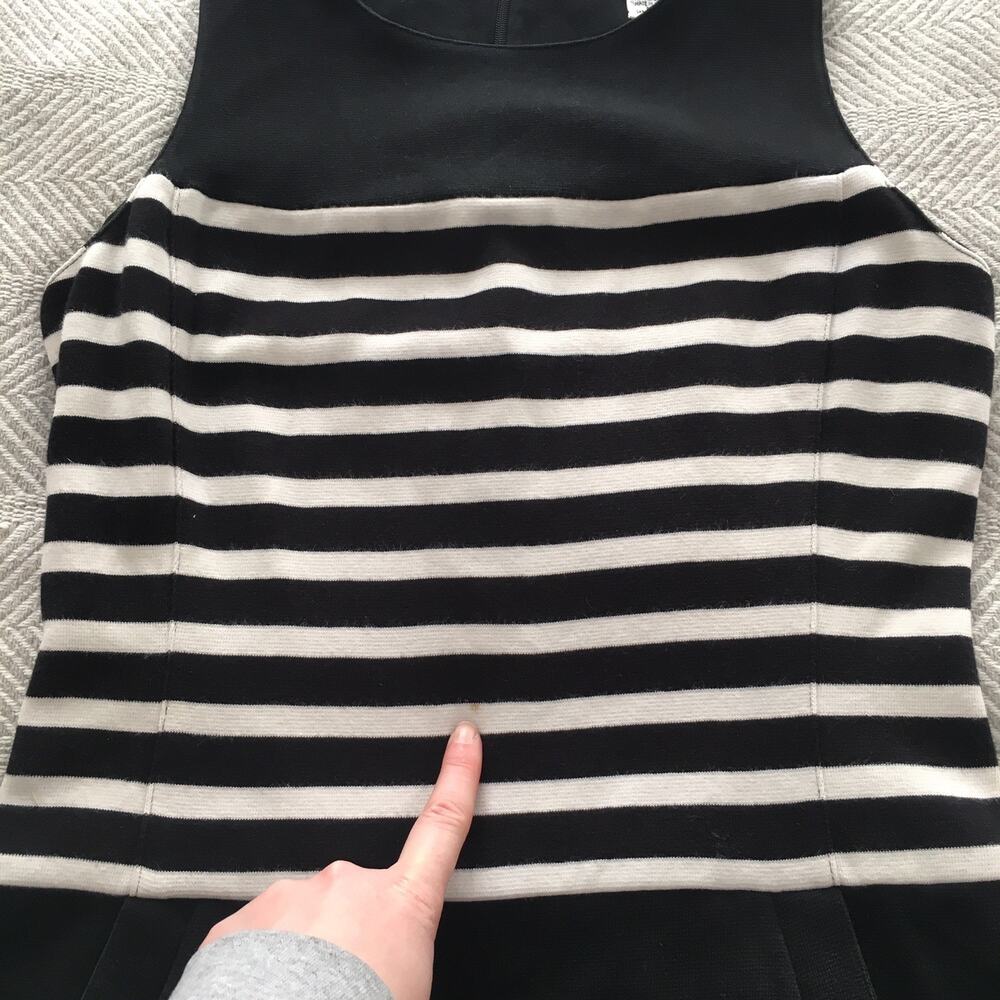 Adrienne Vittadini Dress Black & White Striped Cotton Fitted Dress Size Medium - Picture 7 of 8